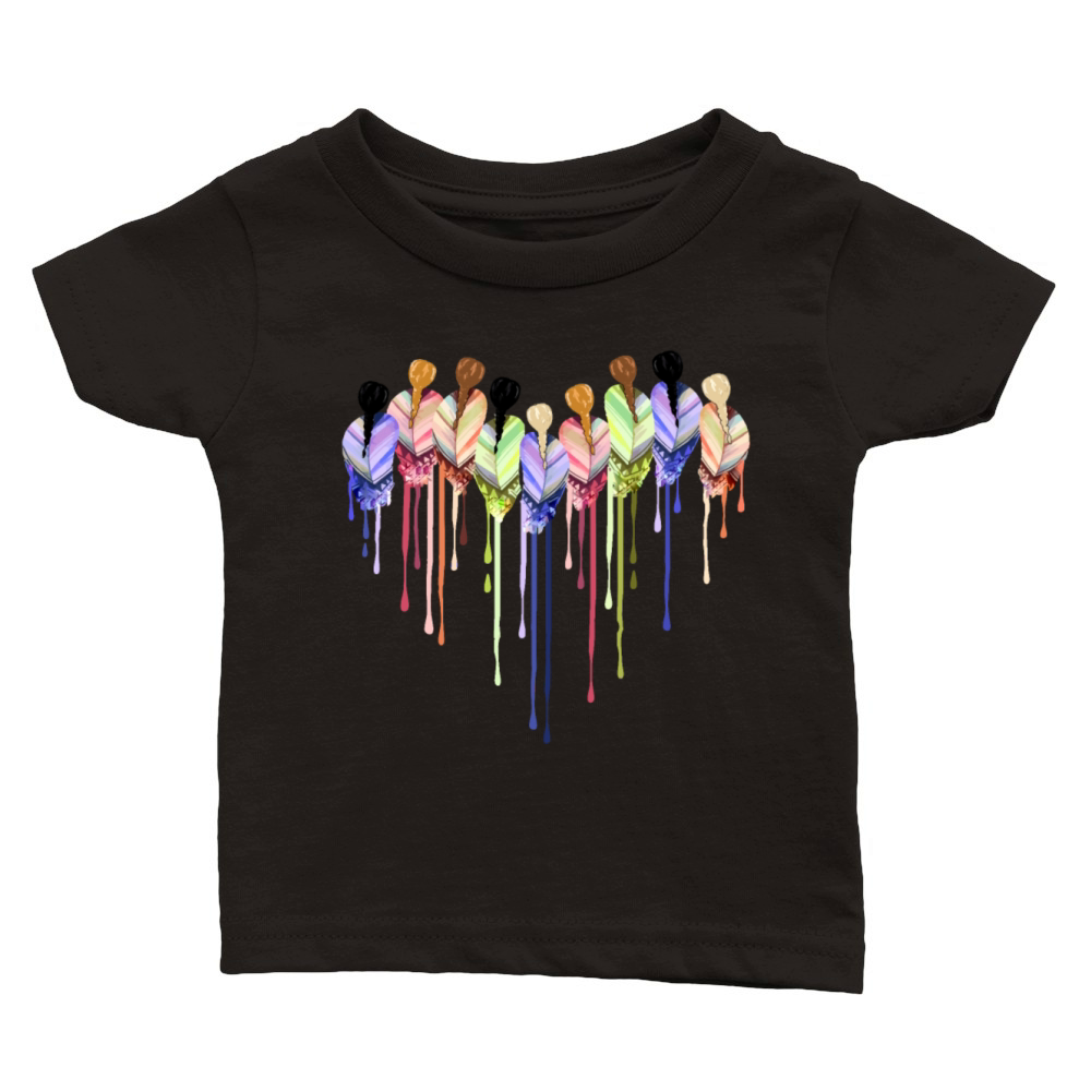 Women Heart Shape Watercolor Native American Classic Baby Crewneck T-shirt