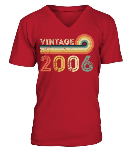Vintage 2006 Born in 2006 Birthday Bday Gift V-Neck T-shirt