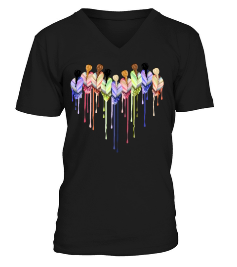 Women Heart Shape Watercolor Native American V-Neck T-shirt