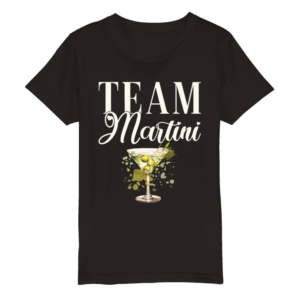 Team Martini Cocktail Bartender Organic Kids Crewneck T-shirt