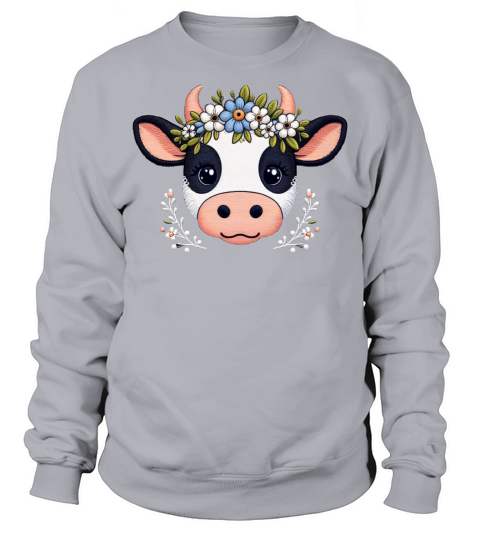 Charming Cow with Floral Ornaments Sweatshirt Unisex