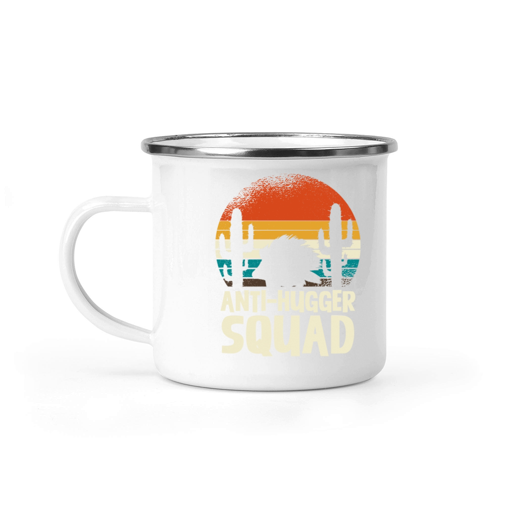 Retro Anti-Hugger Squad Porcupine Cactus Sunset Camping Mug