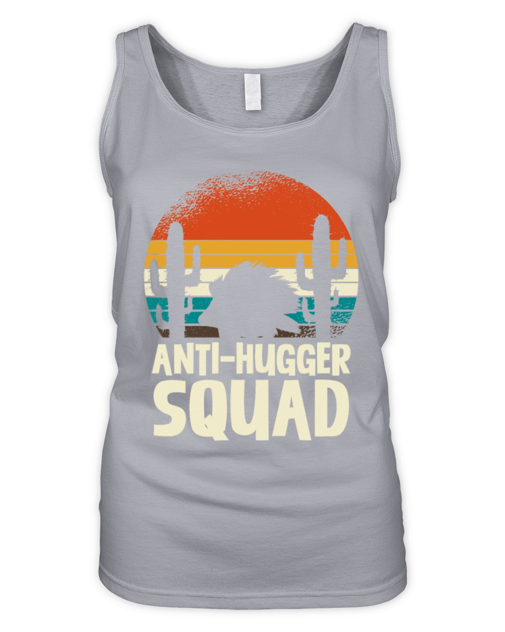 Retro Anti-Hugger Squad Porcupine Cactus Sunset Organic Women's Tank Top