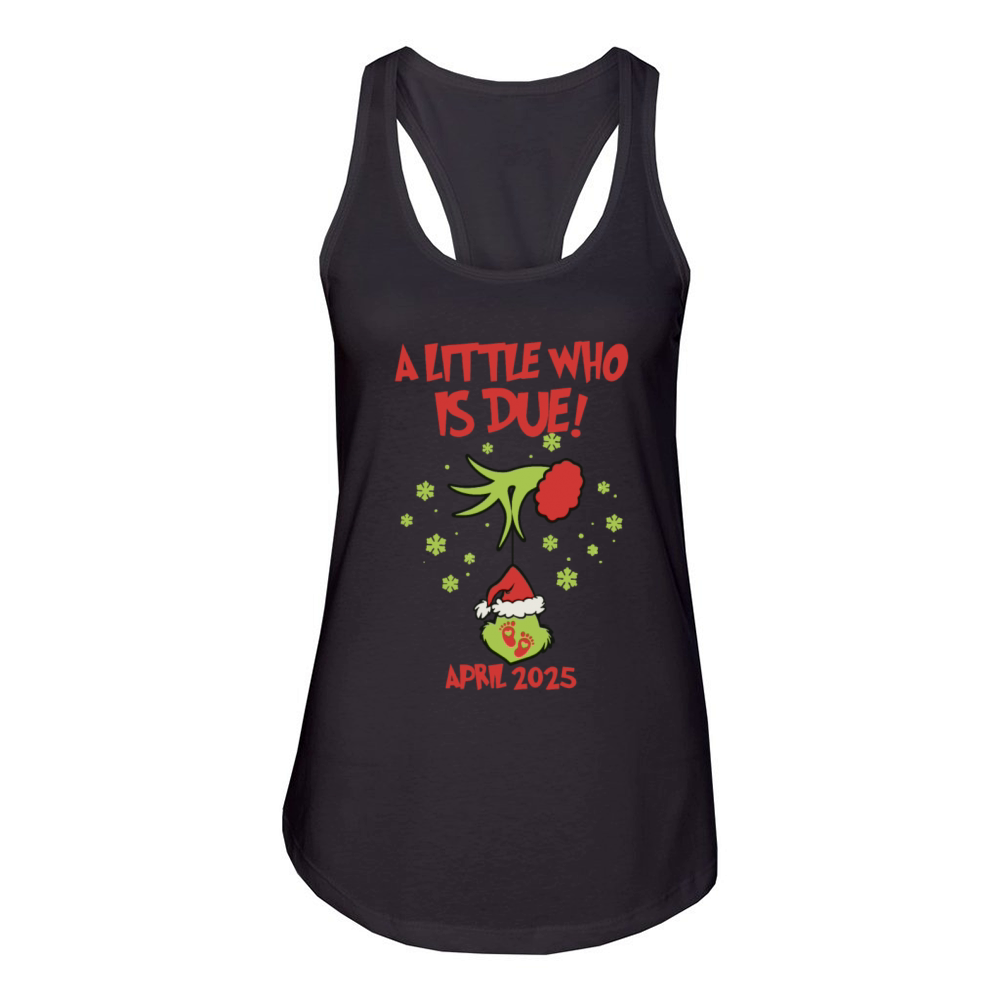 Little Who Is Due Vintage Witch Xmas Retro Santa Women's Racerback Tank