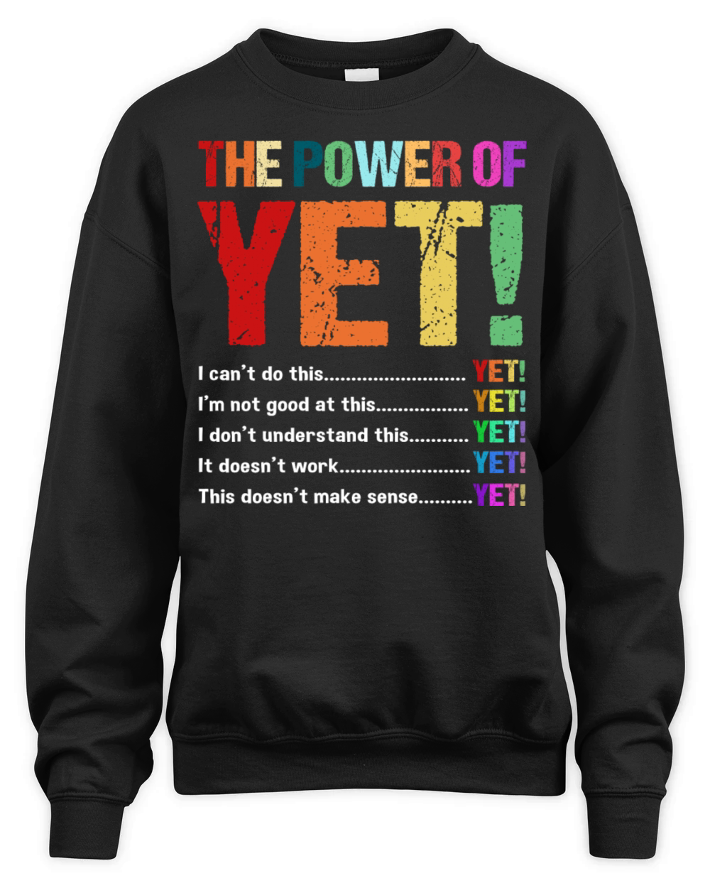 Retro Vintage Motivational Quote The Power Of Yet Unisex Premium Crewneck Sweatshirt