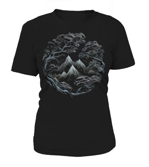 vintage dark colored trees and mountains Women's T-Shirt