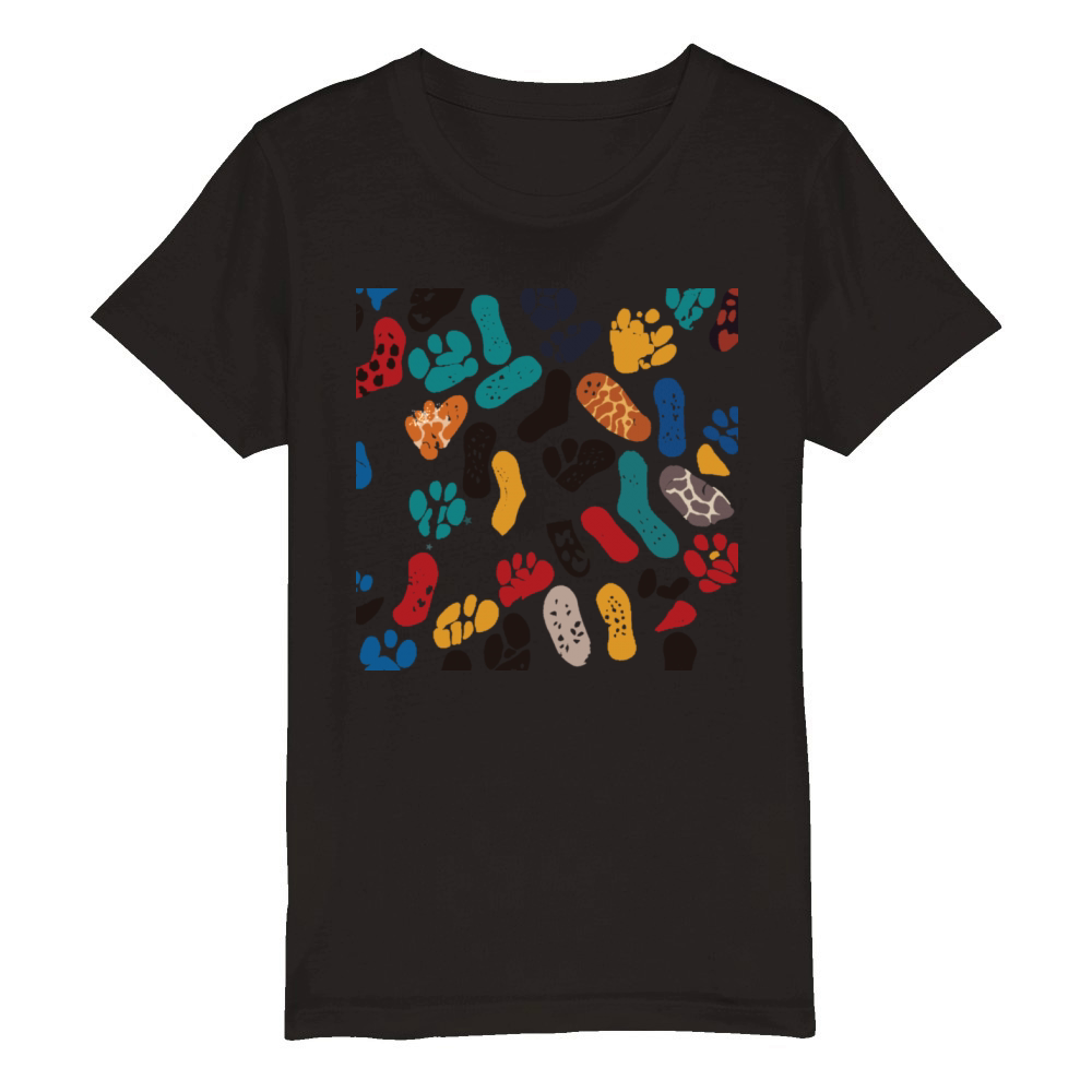 Personalized Retro Minimalist Sole Marks T-Shirt Organic Kids Crewneck T-shirt