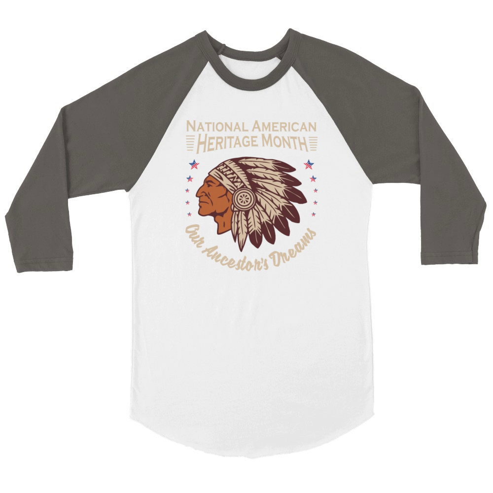 National American Heritage Month Commemorative Unisex ¾ sleeve Raglan T-shirt