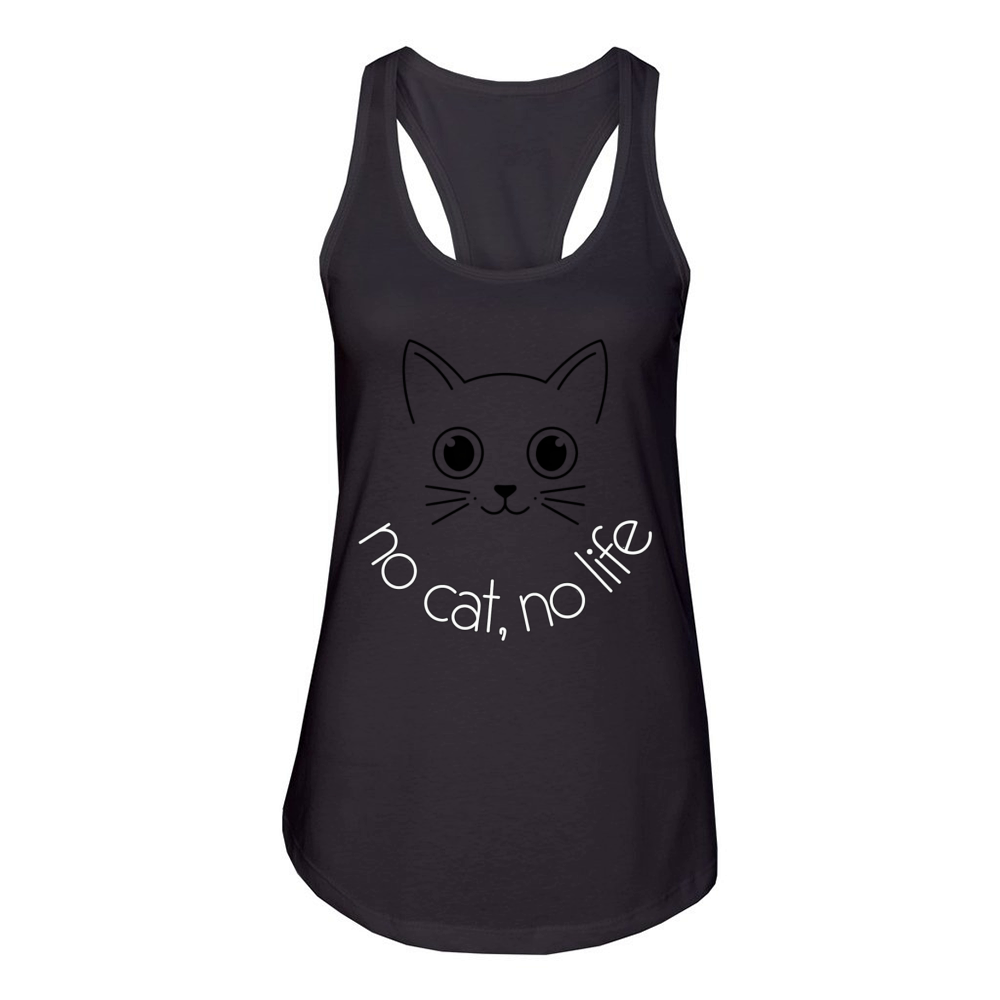 cat and cats funny cat no cat no life Women's Racerback Tank