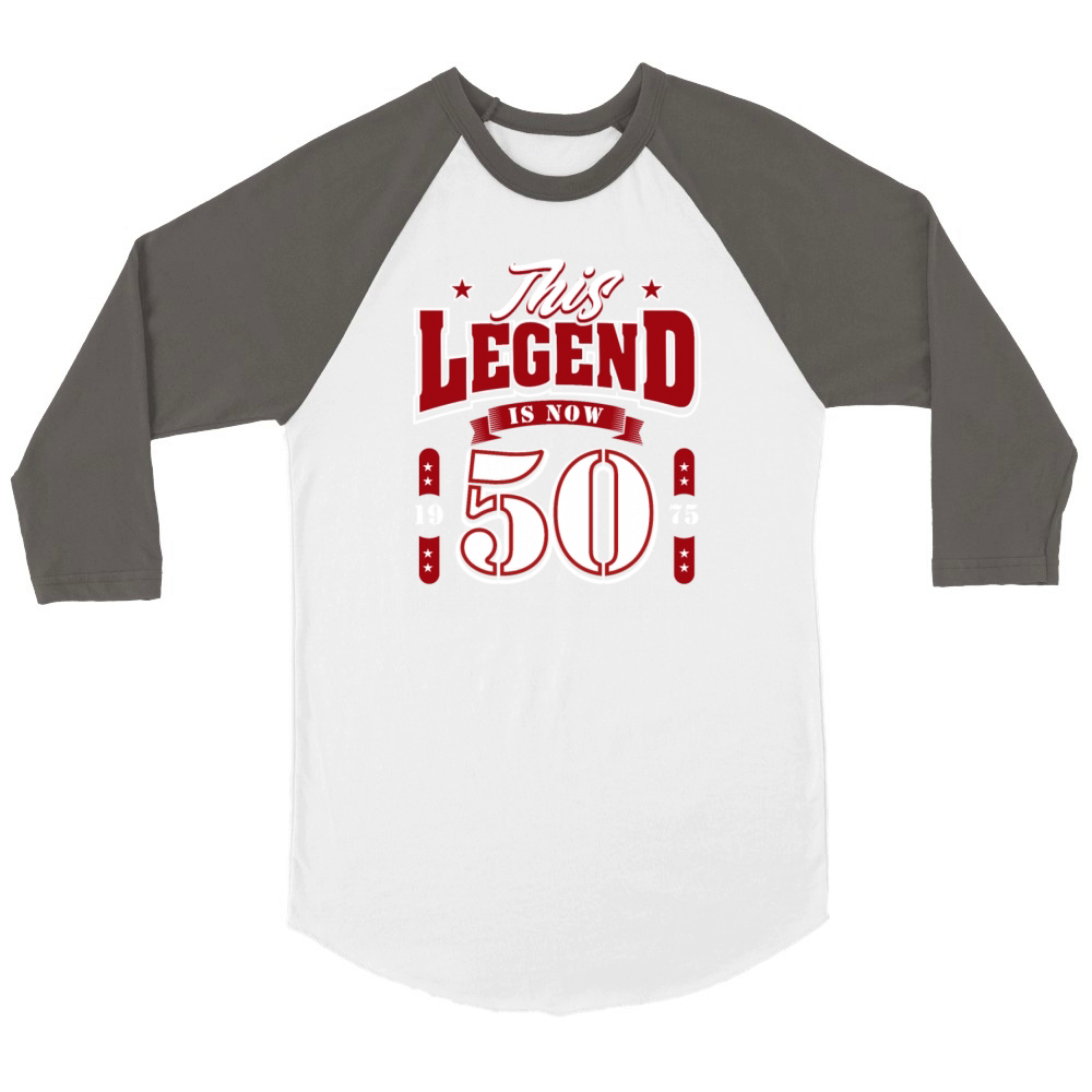 50th Birthday 1975 Legend 50 Years Unisex ¾ sleeve Raglan T-shirt