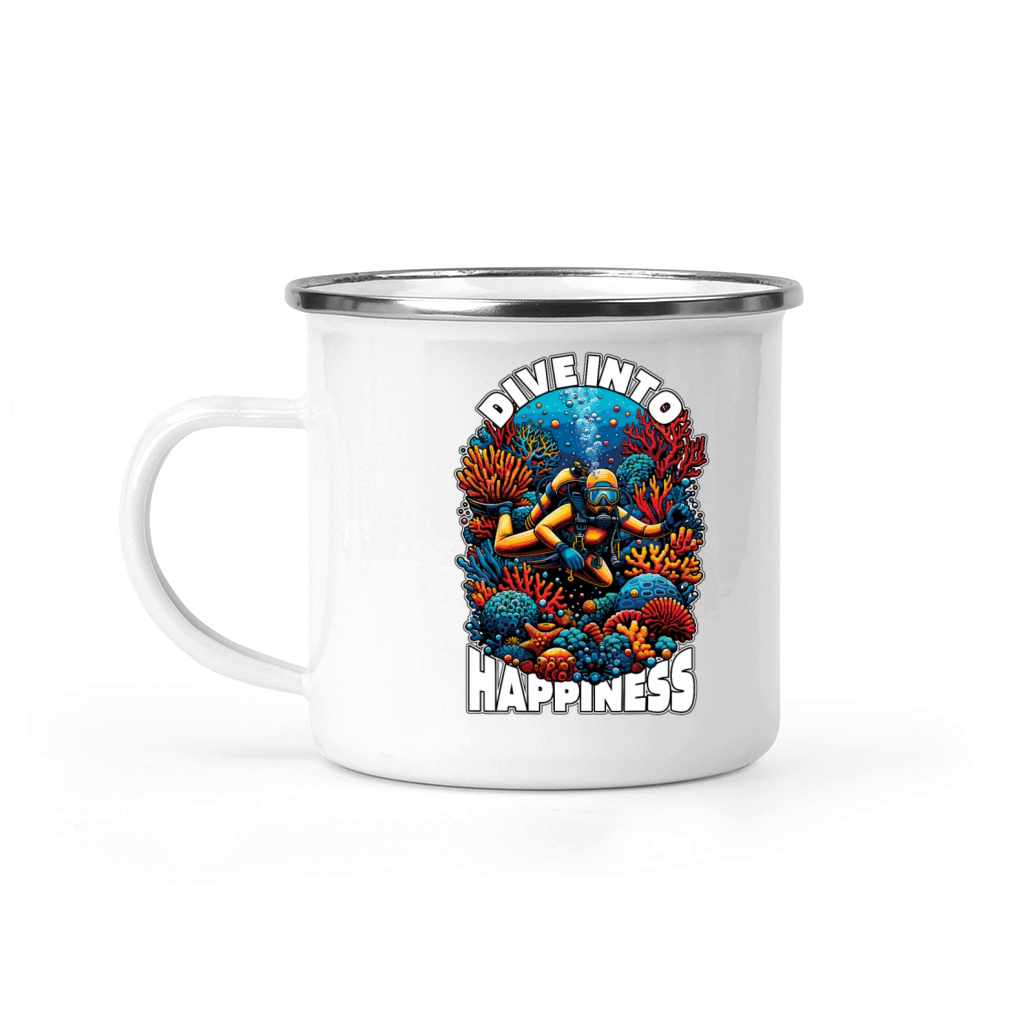 Scuba Diving Dive Into Happiness Loves Free Diving Camping Mug