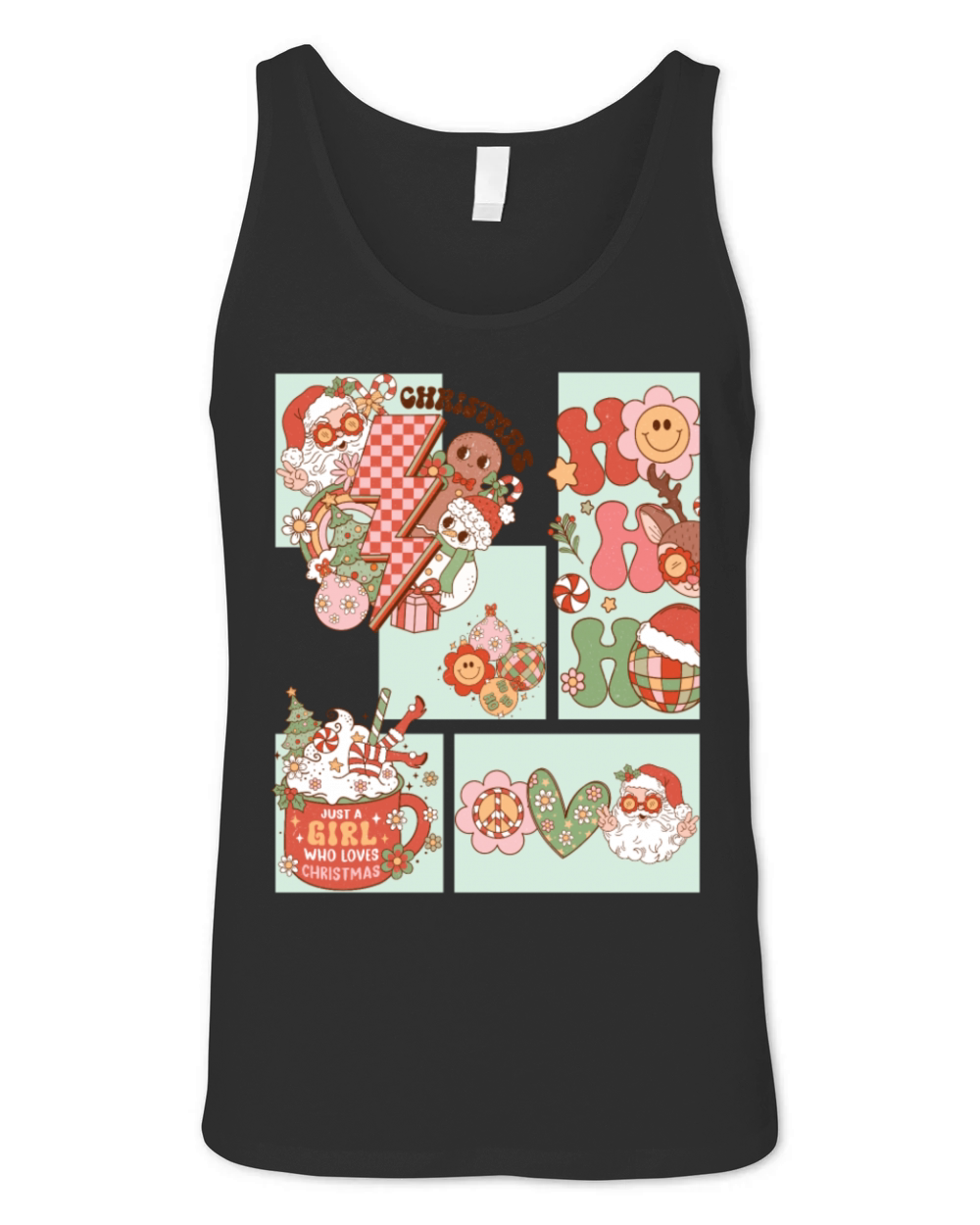 Groovy and Merry Christmas Fun Unisex Jersey Tank