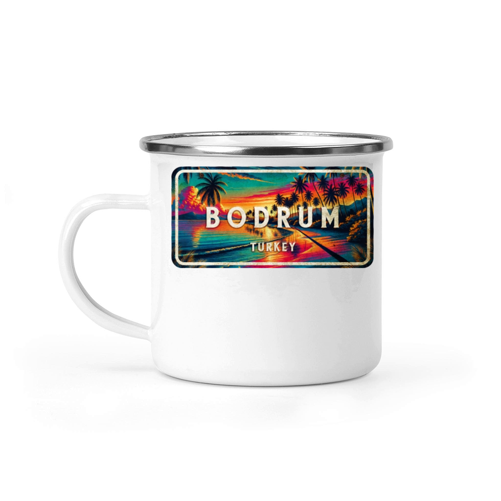 Bodrum Turkey vintage sunset sign Camping Mug
