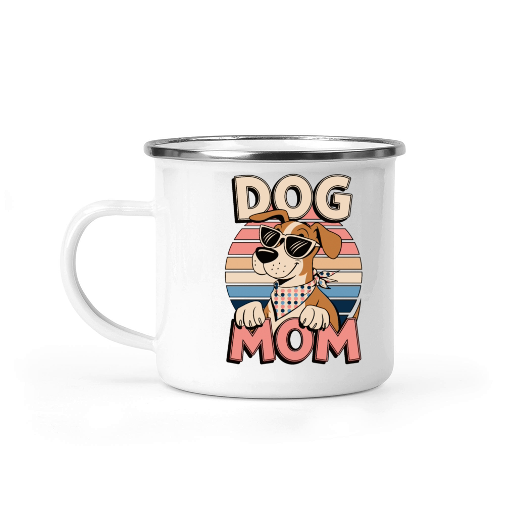 Retro Dog Mom Loving Dog Mom Desisig Camping Mug