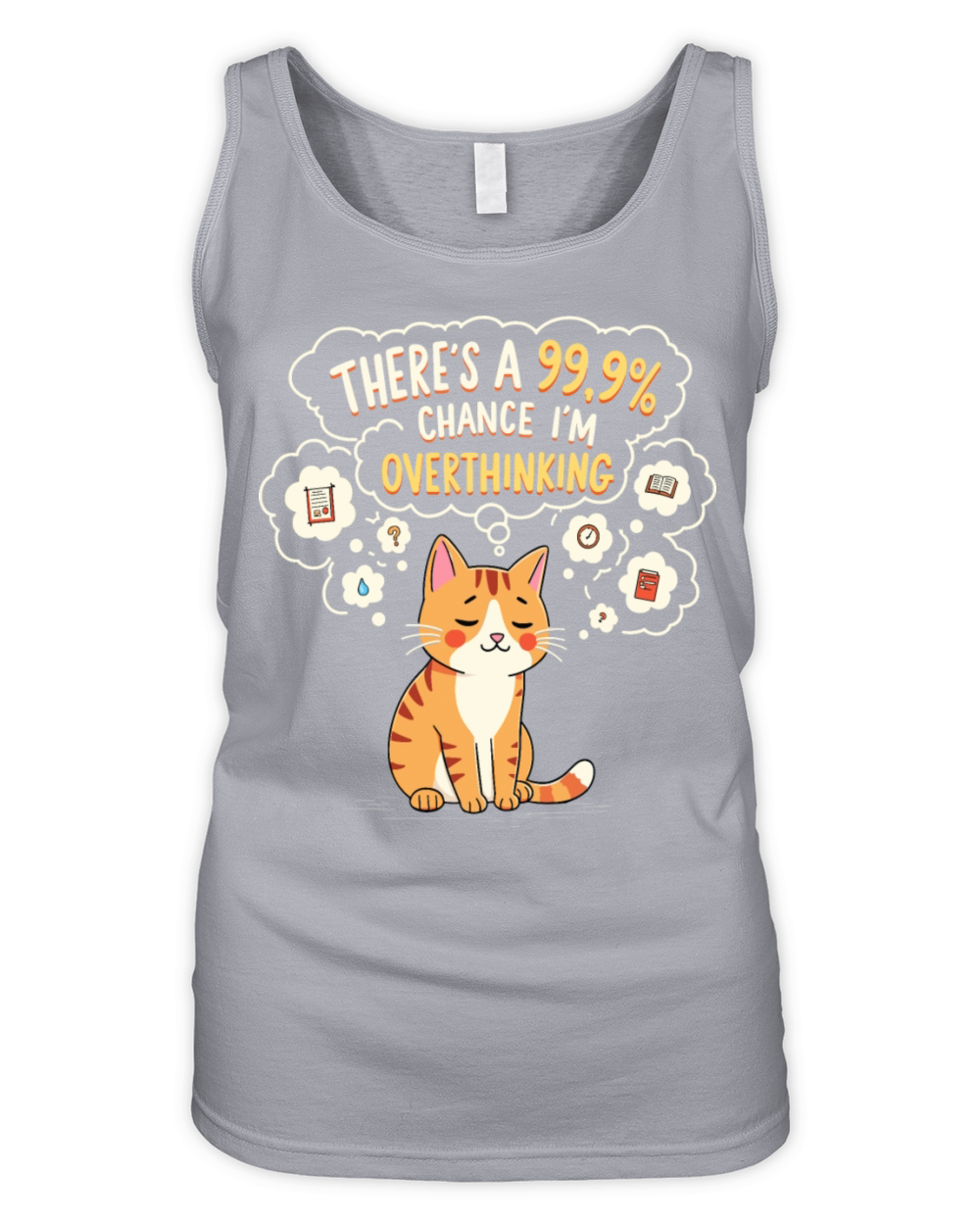 Funny Cat Overthinking Sarcastic Organic Women's Tank Top
