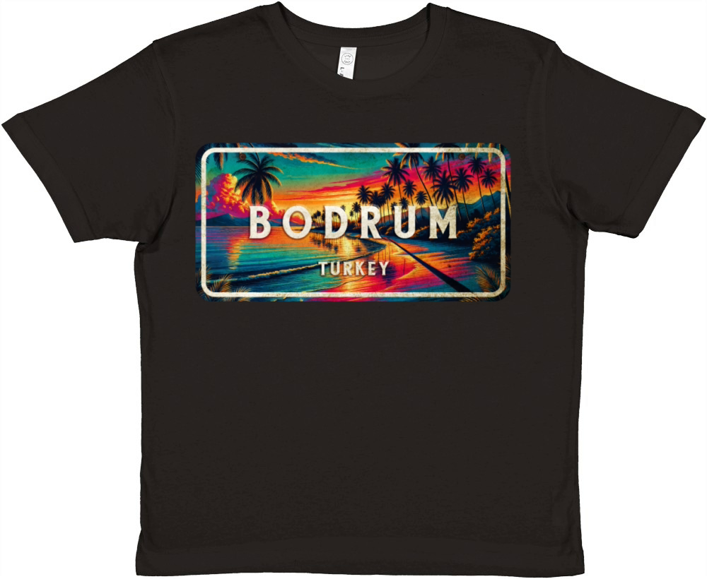 Bodrum Turkey vintage sunset sign Premium Kids Crewneck T-shirt