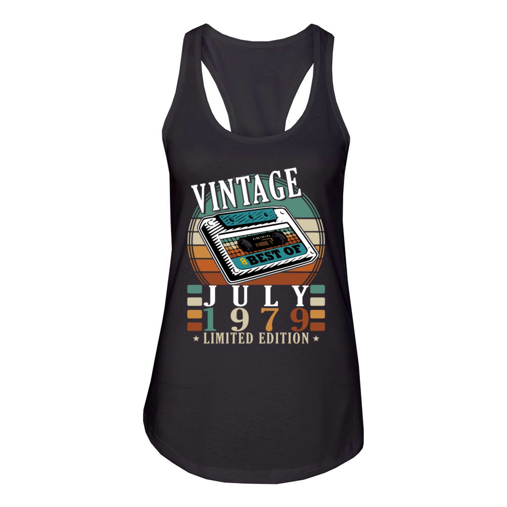 45th birthday 45 years July 1979 Women's Racerback Tank