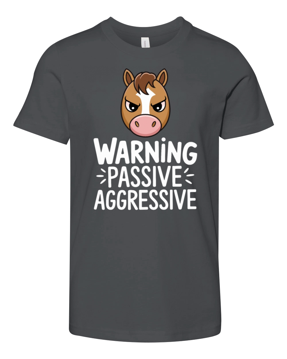 Warning Passive Aggressive Horse Humor Youth Unisex Jersey Tee