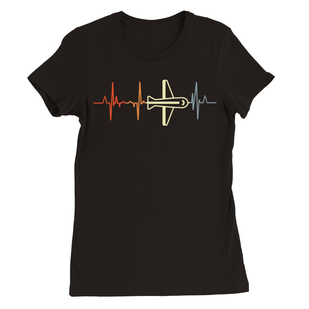 Pilot Heartbeat Vintage Look Premium Womens Crewneck T-shirt