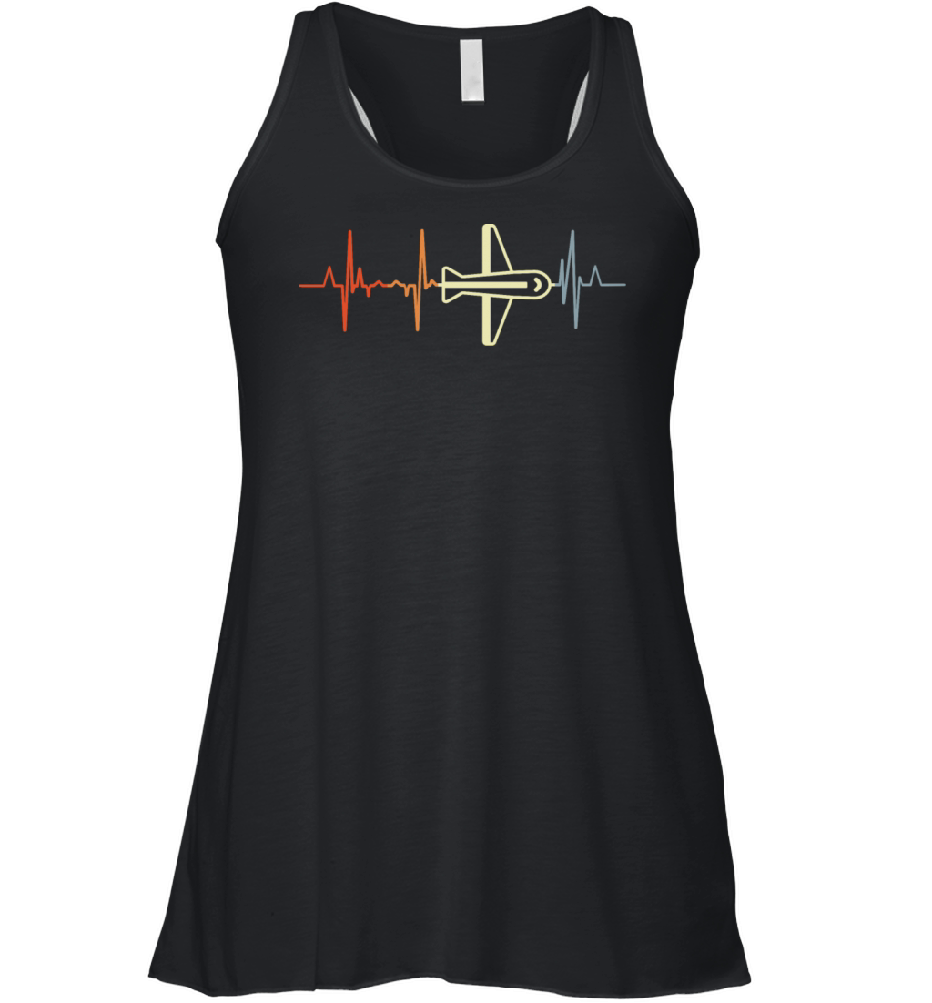 Pilot Heartbeat Vintage Look Women's Flowy Tank Top