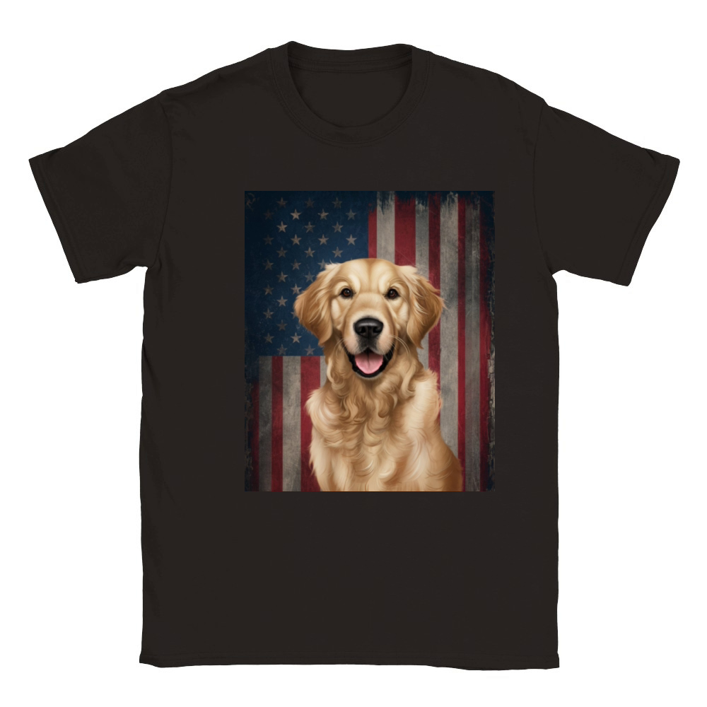 vintage a golden retriever dog american flag Classic Kids Crewneck T-shirt