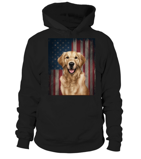 vintage a golden retriever dog american flag Hoodie Unisex
