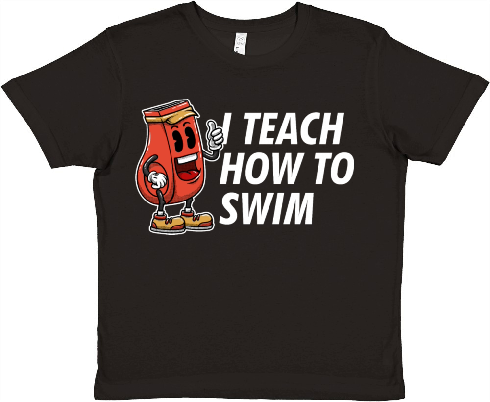 I Teach How to Swim Sayings Swim Coach Quotes Swim Premium Kids Crewneck T-shirt