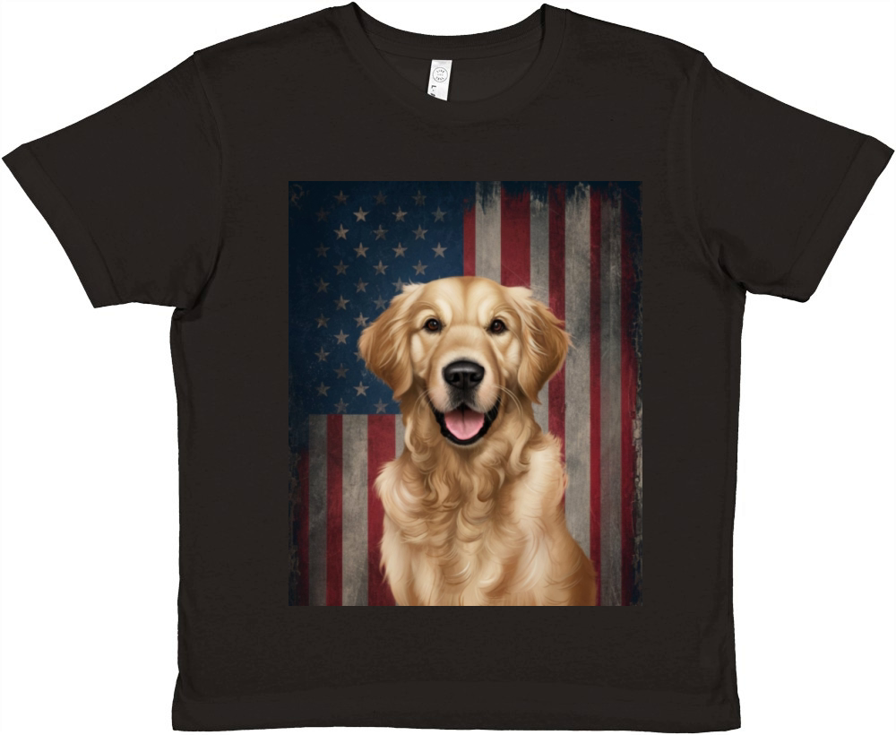 vintage a golden retriever dog american flag Premium Kids Crewneck T-shirt