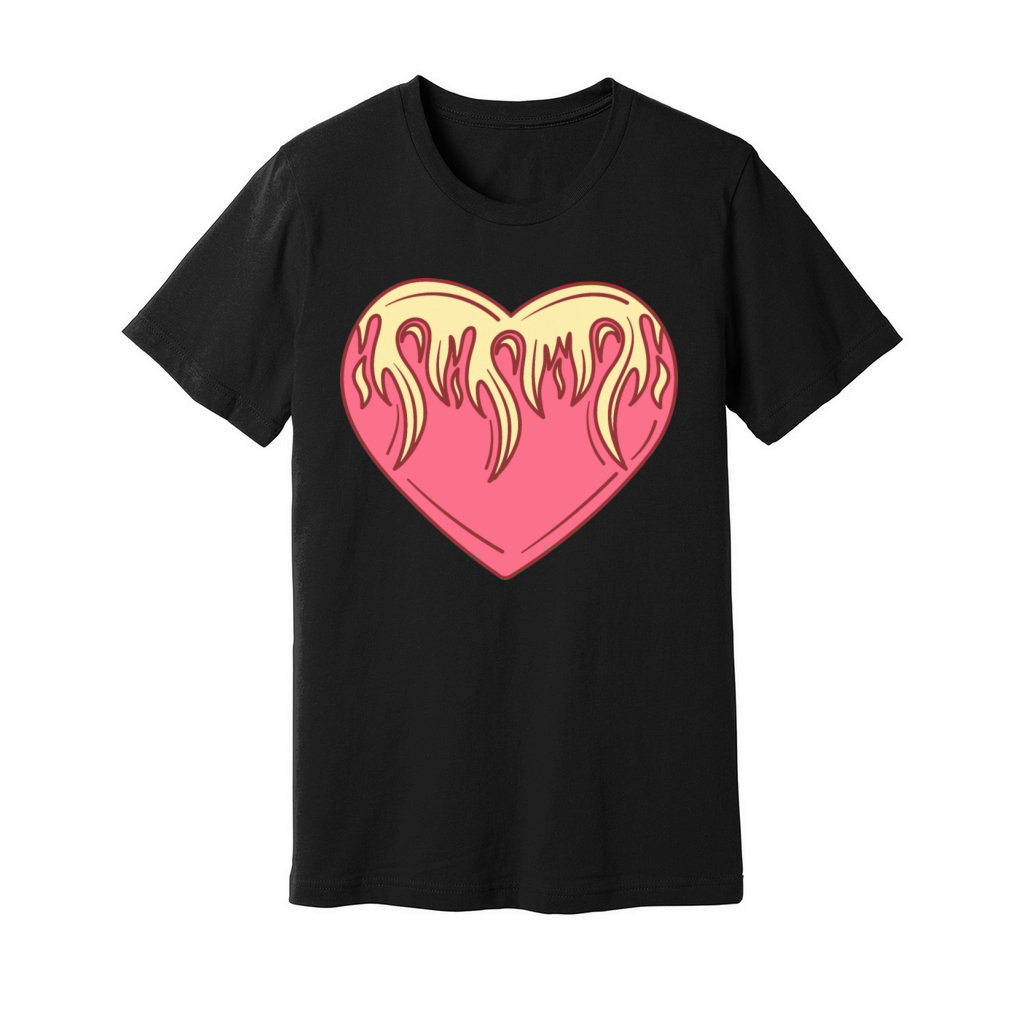 Y2K Flaming Heart - Bold Retro Love Unisex Jersey Tee