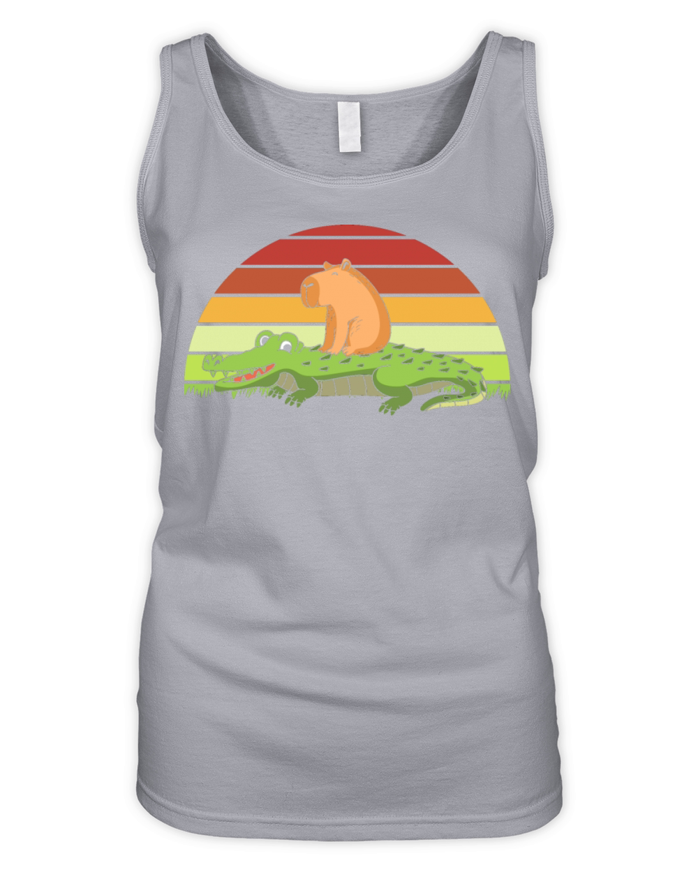 Retro Animal Humor Capybara Riding Crocodile Organic Women's Tank Top