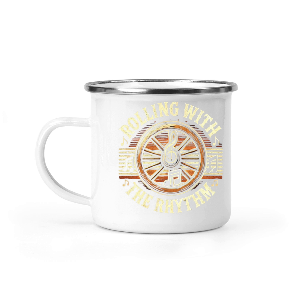 Rolling with the Rhythm - Vintage Music Camping Mug
