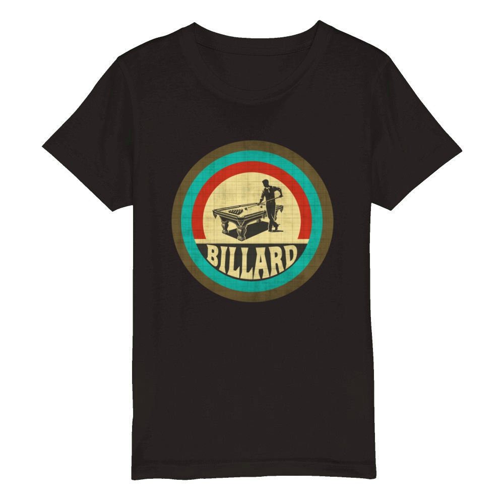 Vintage Design Billiard Organic Kids Crewneck T-shirt