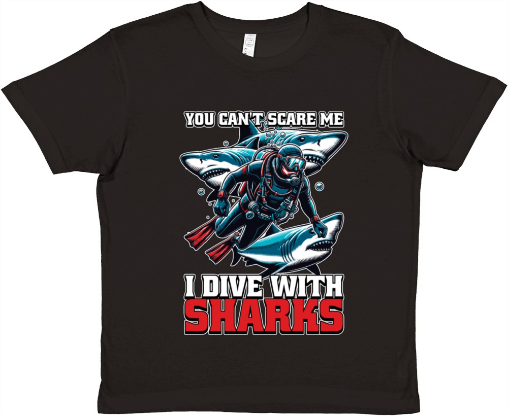 Scuba Diving You Cant Scare Me Snorkeling Swimmer Premium Kids Crewneck T-shirt