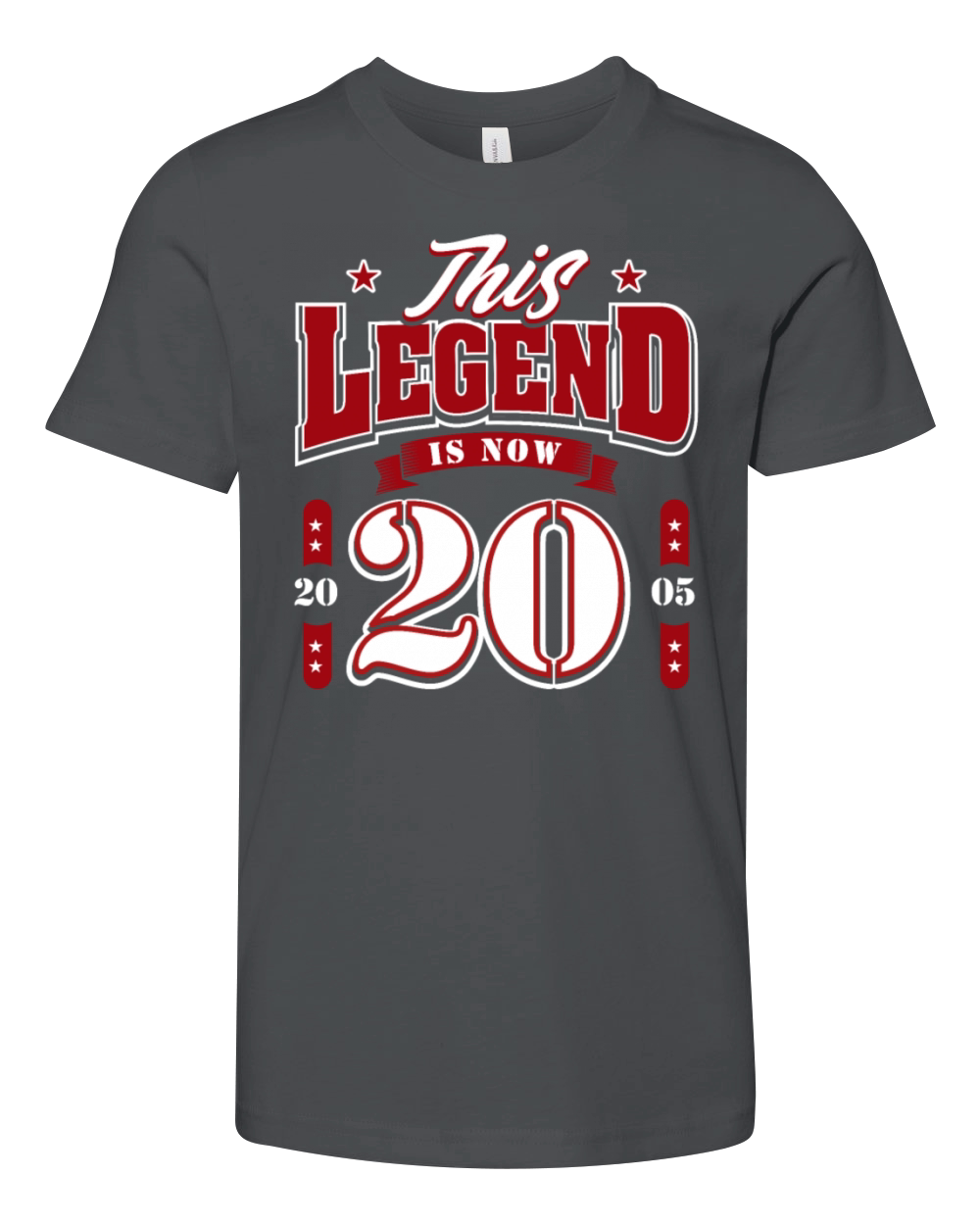 20th Birthday 2005 Legend 20 Years Youth Unisex Jersey Tee