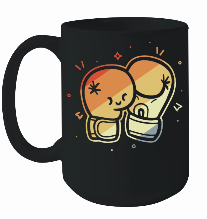 Vintage Boxing Gloves Comic Style Ceramic Mug