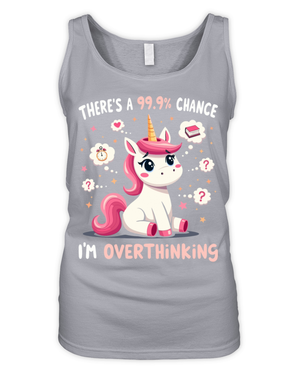Funny Unicorn Overthinking Sarcastic Organic Women's Tank Top