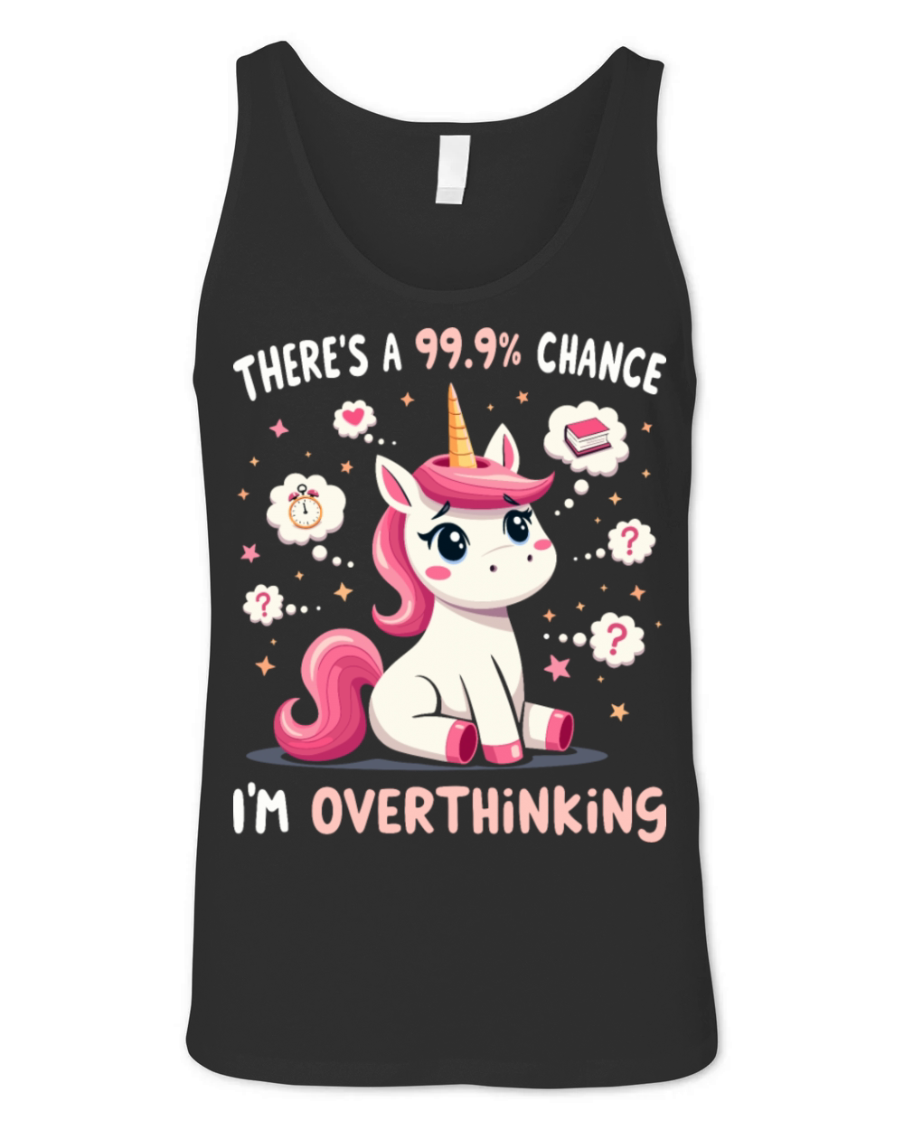 Funny Unicorn Overthinking Sarcastic Unisex Jersey Tank