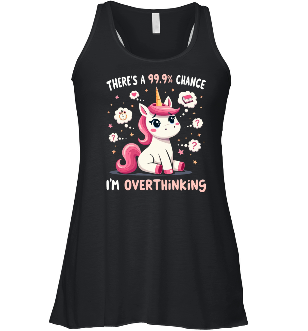 Funny Unicorn Overthinking Sarcastic Women's Flowy Tank Top