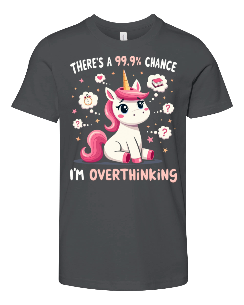 Funny Unicorn Overthinking Sarcastic Youth Unisex Jersey Tee