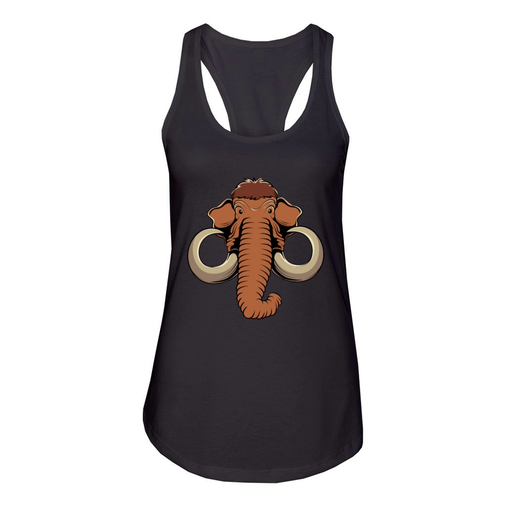 Vintage Woolly Mammoth Lover Elephant Face Women's Racerback Tank