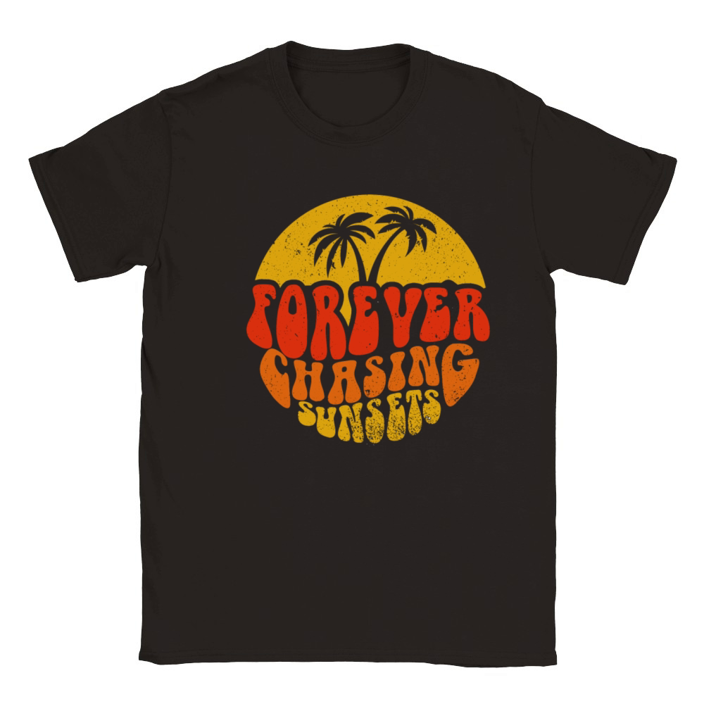 Forever Chasing Sunsets Retro Summer Classic Kids Crewneck T-shirt