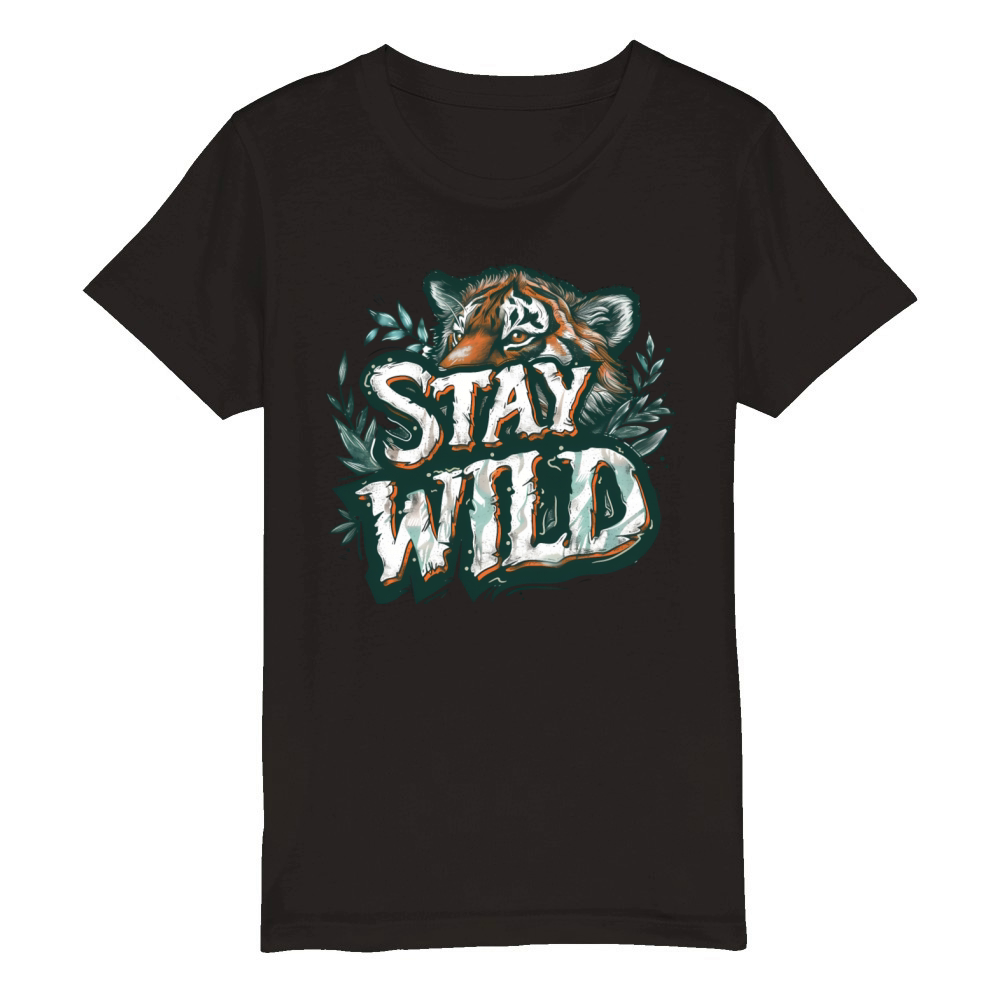 Stay Wild tiger Organic Kids Crewneck T-shirt