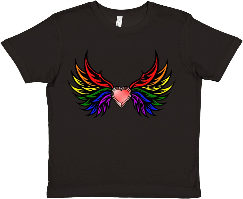 "Heart with Wings in Pride Colors" Design Premium Kids Crewneck T-shirt