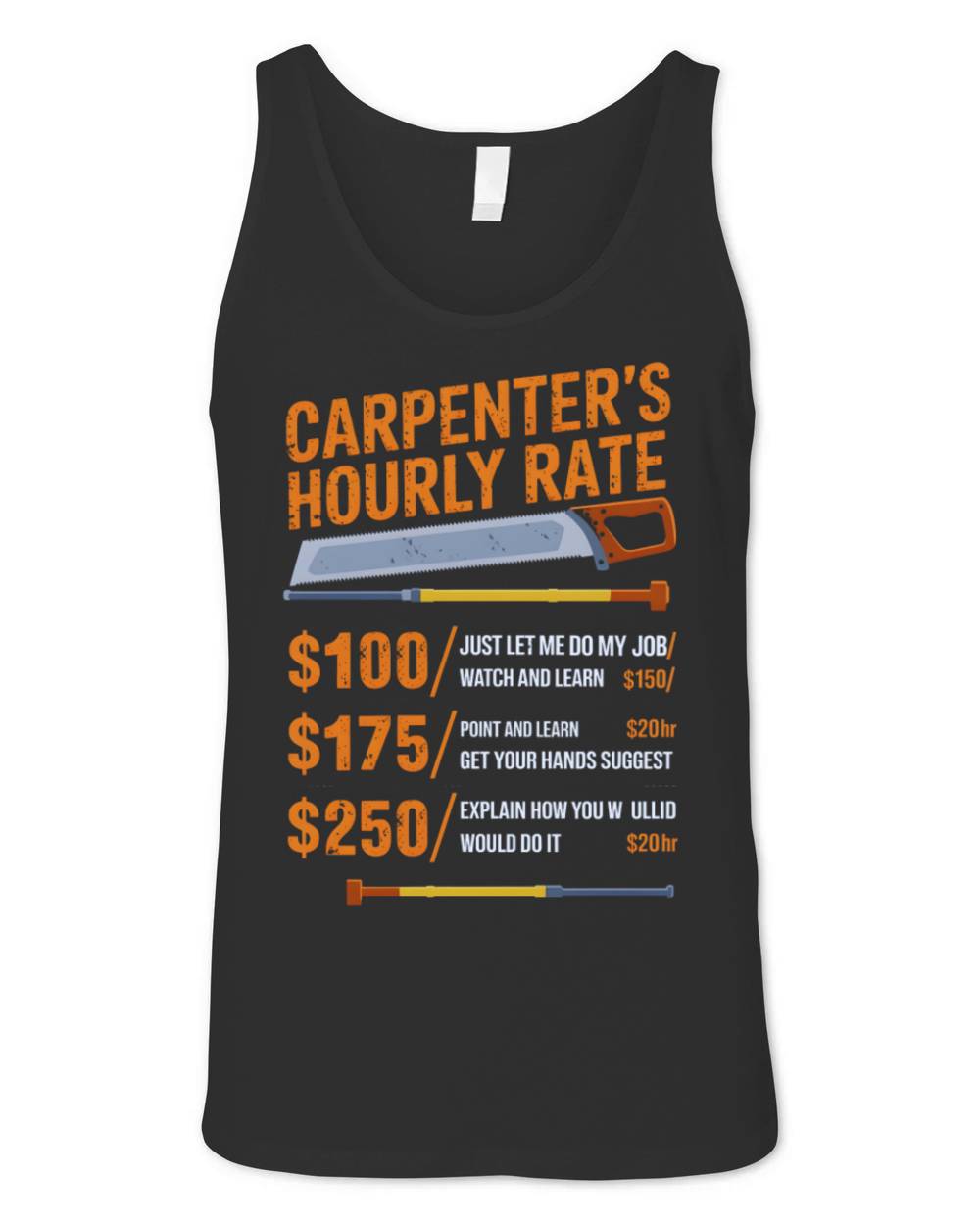 Carpenters Rate List Playful Funny Unisex Jersey Tank