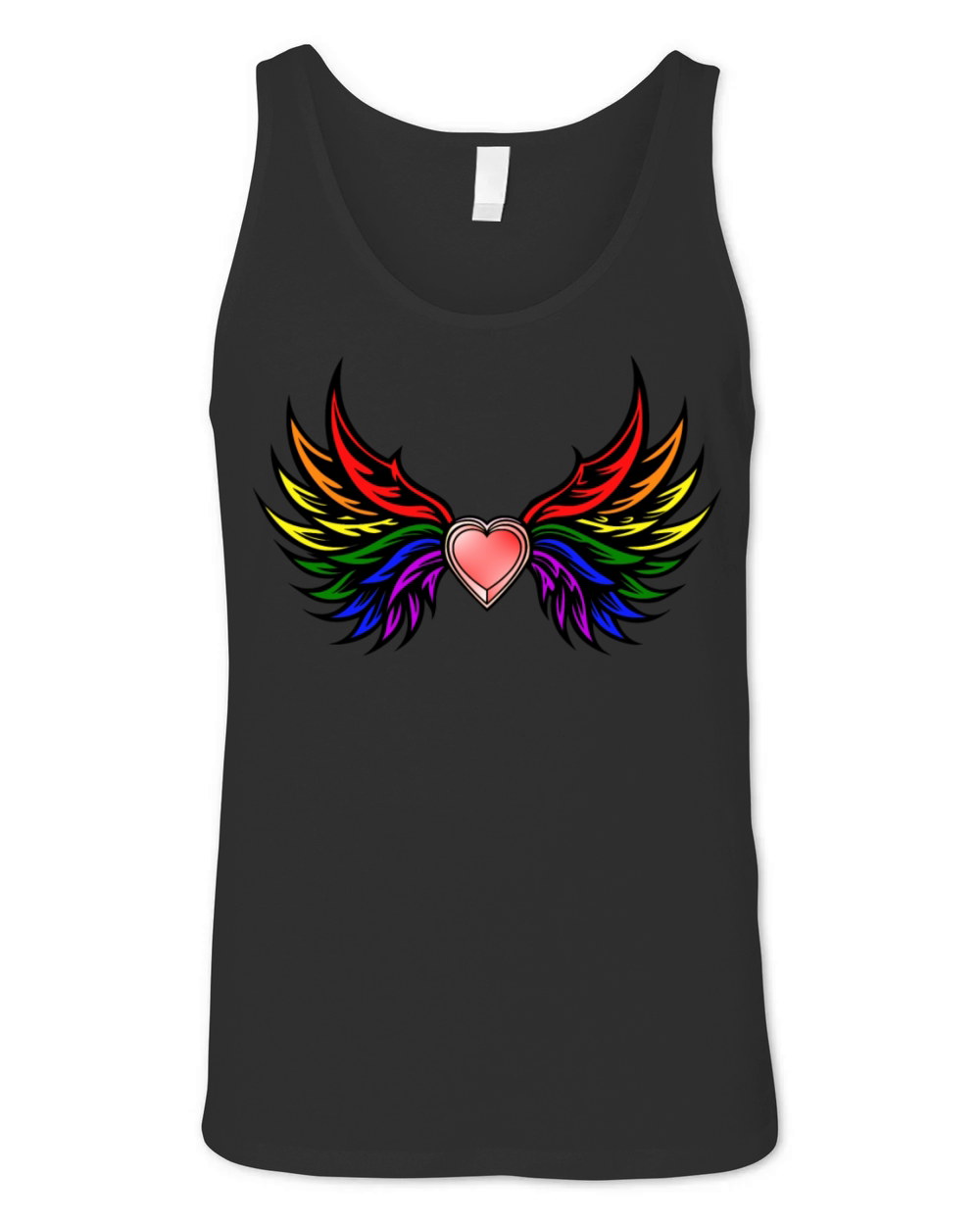 "Heart with Wings in Pride Colors" Design Unisex Jersey Tank