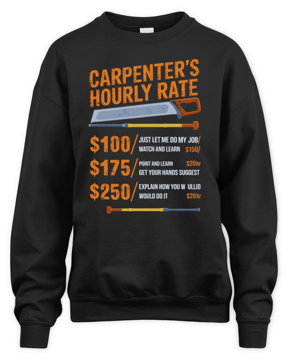 Carpenters Rate List Playful Funny Unisex Premium Crewneck Sweatshirt