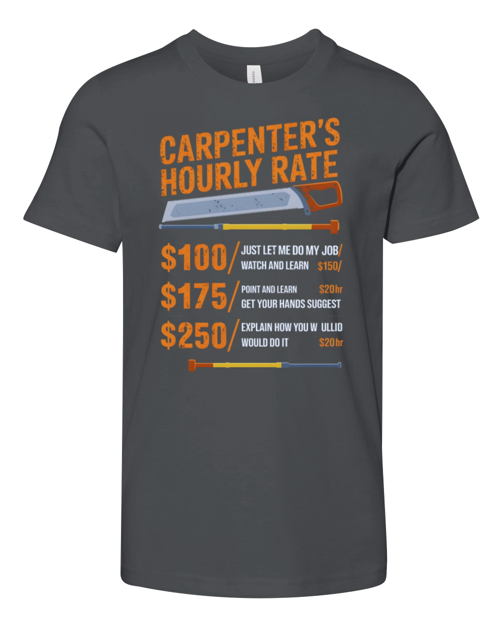 Carpenters Rate List Playful Funny Youth Unisex Jersey Tee