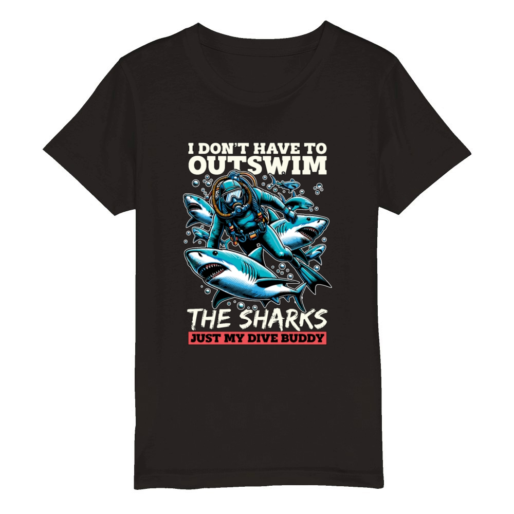Scuba Diving I Dont Have To Outswim Swimming Organic Kids Crewneck T-shirt