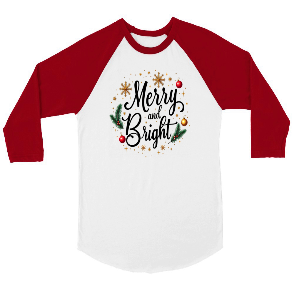 Holiday Cheer and Bright Unisex ¾ sleeve Raglan T-shirt
