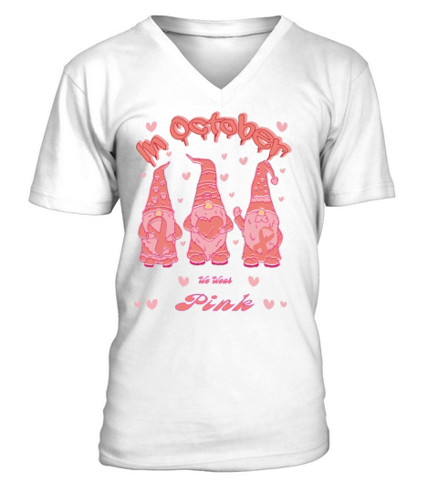 in October we wear pink V-Neck T-shirt